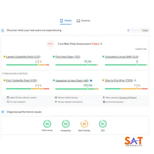 google core web vitals Assessment results